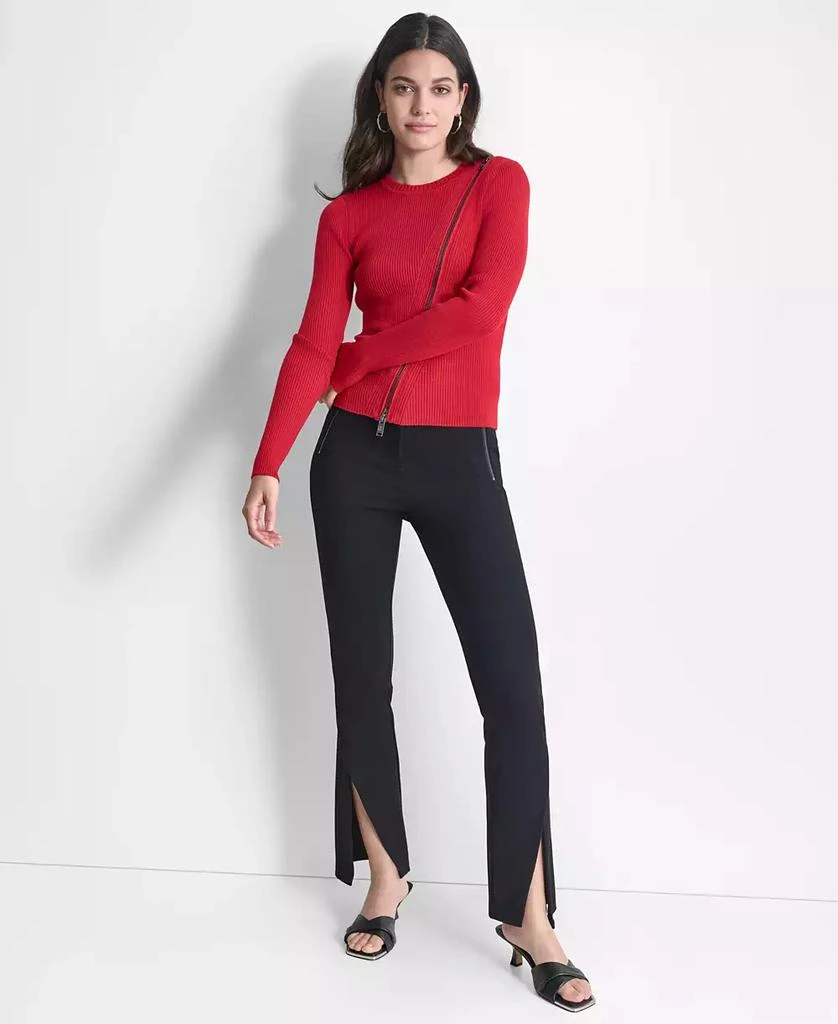 DKNY Women's Ribbed Asymmetrical-Zip Sweater 4