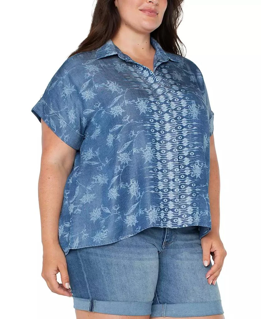 Liverpool Liverpool Plus Size Printed High-Low Camp Shirt 3