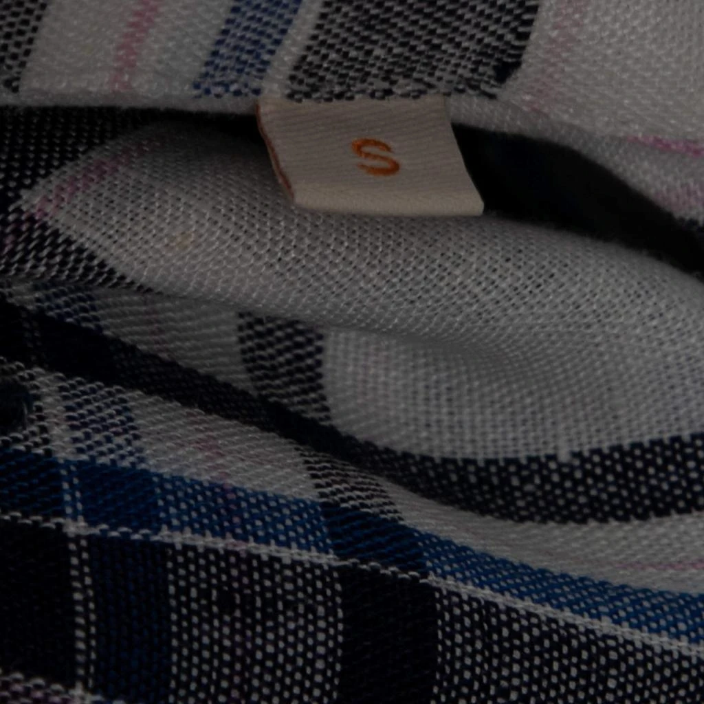 Boss Orange by Hugo Boss Boss Orange by Hugo Boss White and Blue Check Print Linen Short Sleeves Shirt S 5