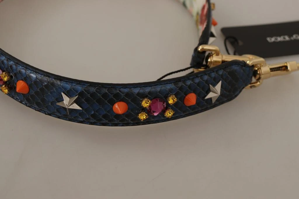 Dolce & Gabbana Dolce & Gabbana Blue Exotic Leather Crystals Reversible Shoulder Strap 6