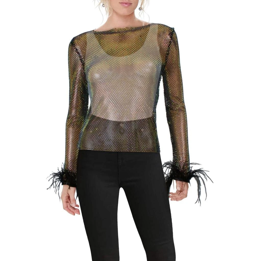 Shop Womens Rhinestone Polyester Pullover Top on Sale at
