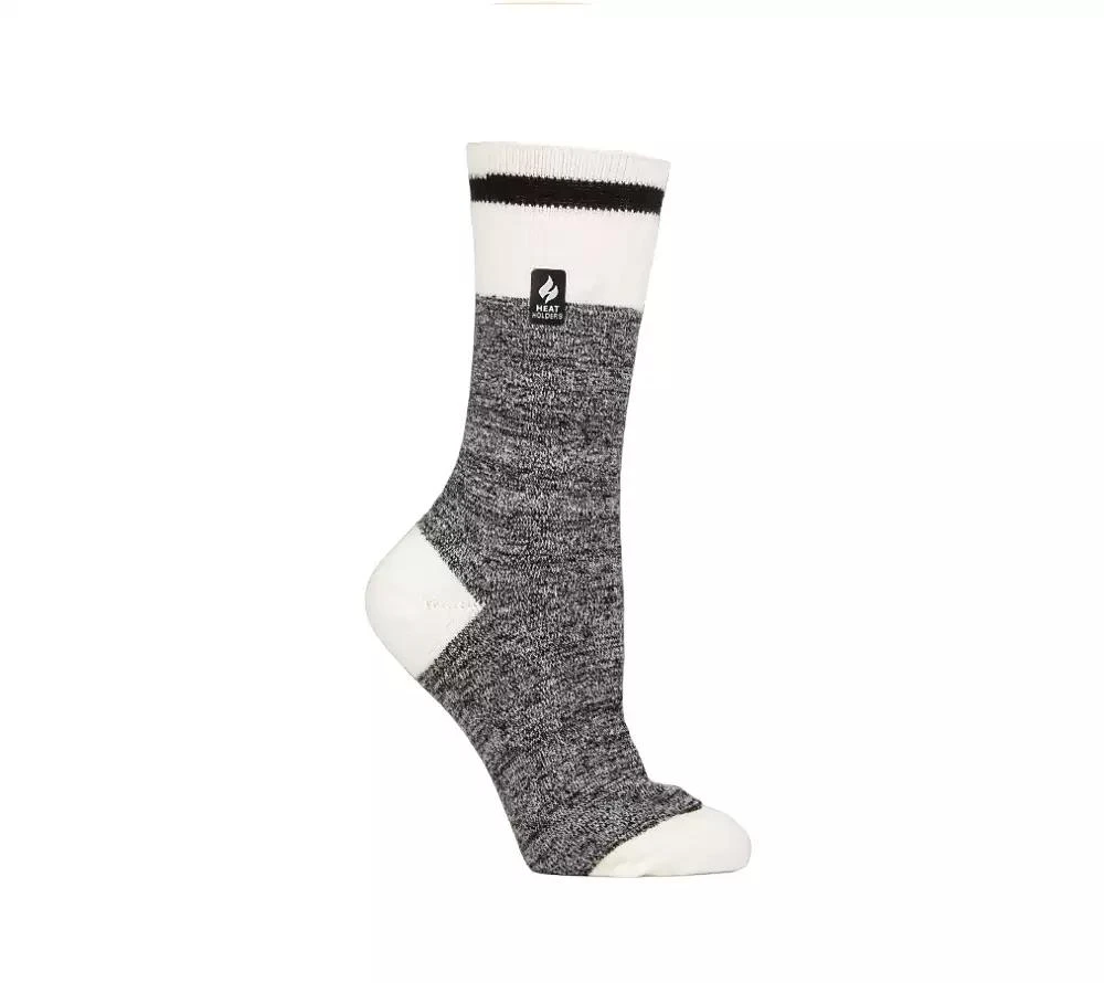 Heat Holders Ultra Lite Lana Cream Block Twist Crew Socks 1