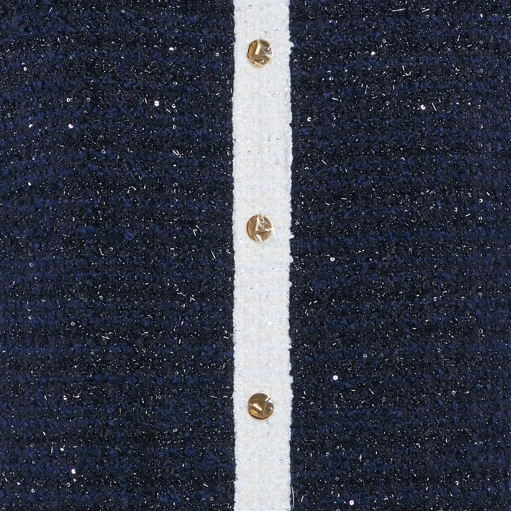 Valentino Valentino Navy Blue Sequin Embellished Lurex Bouclé-Tweed Mini Dress L 3