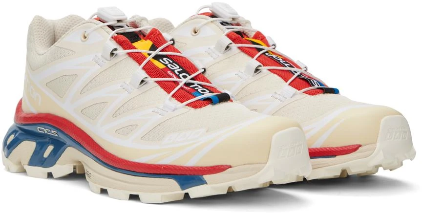 Salomon Beige & Red XT-6 Sneakers 4