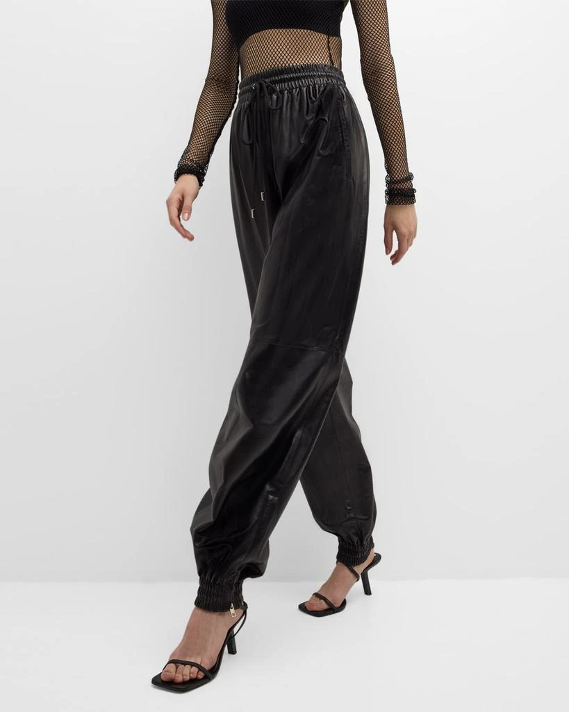 Salon 1884 Toda Leather Pull-On Track Pants 7