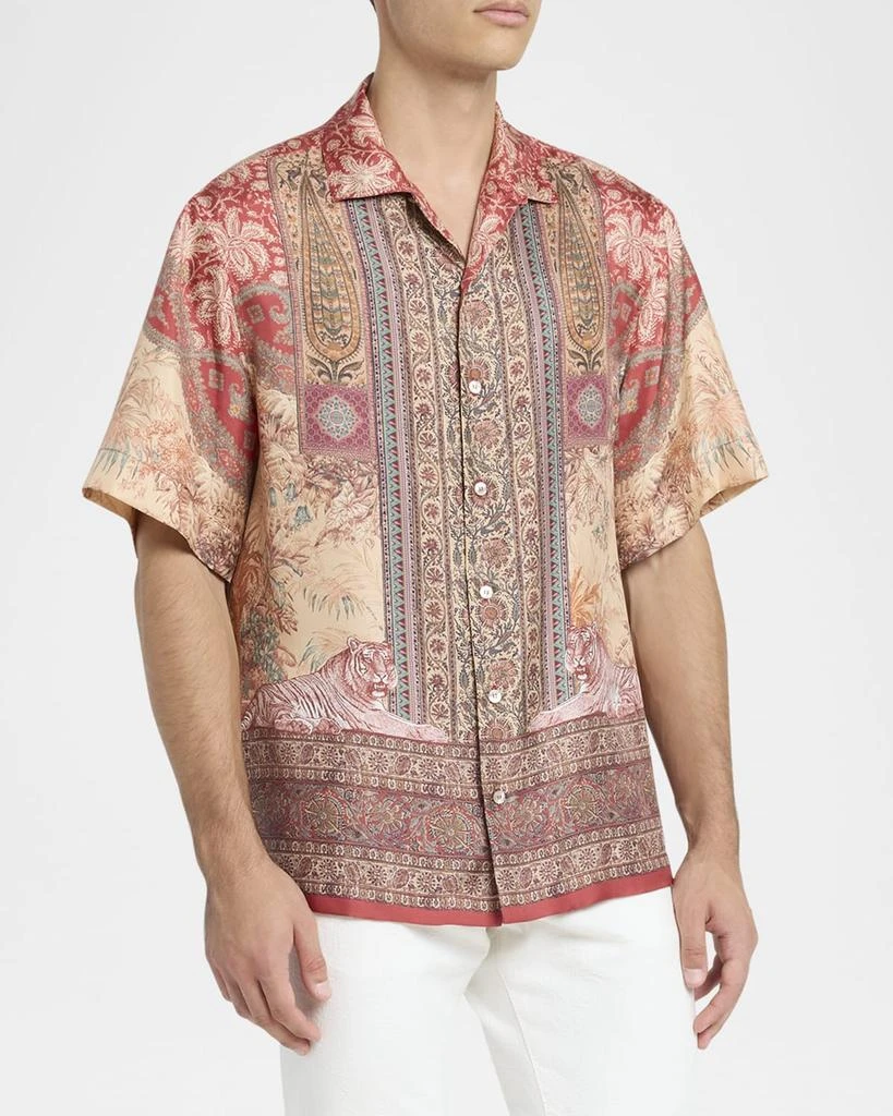 ETRO Men's Printed Silk Bowling Shirt 4