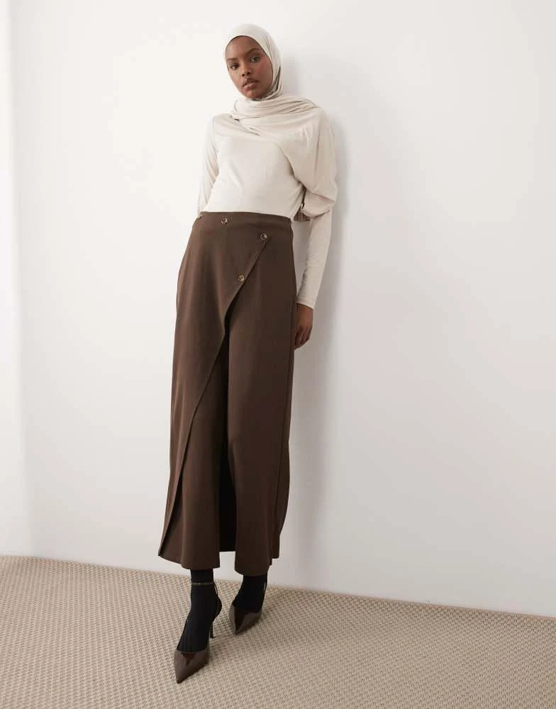 Iyal IYAL trouser with wrap skirt detail in brown