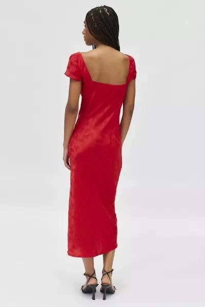 Kiss The Sky Kiss The Sky Bella Rossa Flora Jacquard Satin Midi Dress 4