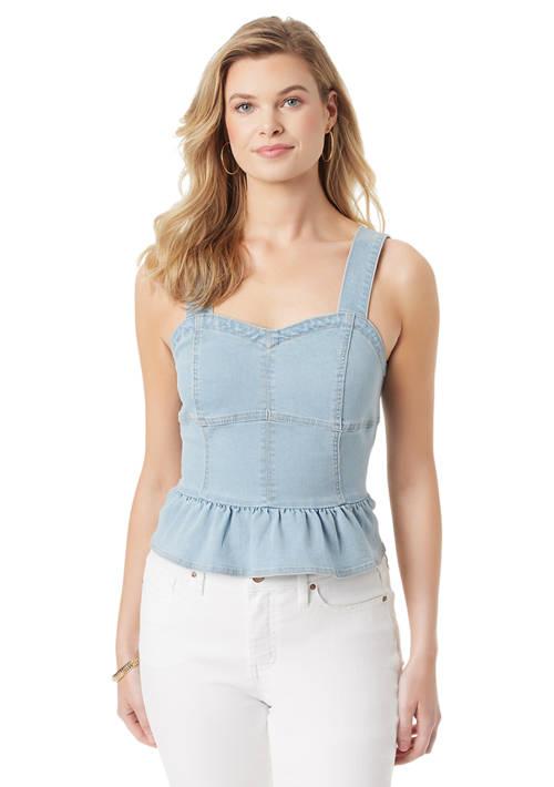 Jessica Simpson Simpson Denim Bustier Peplum Tank