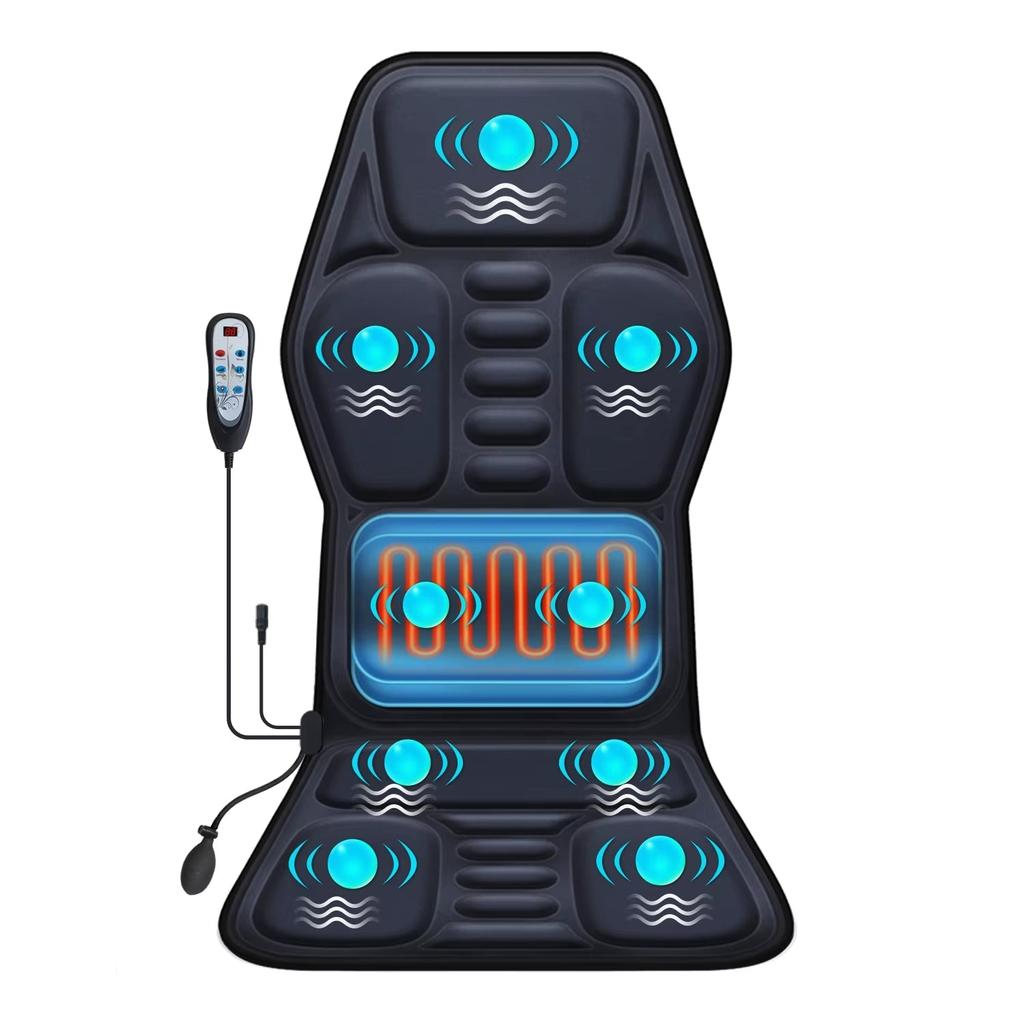 ERUULE Heated Massage Seat Cushion with Adjustable Lumbar Support and 9 Massage Modes for Enhanced Comfort