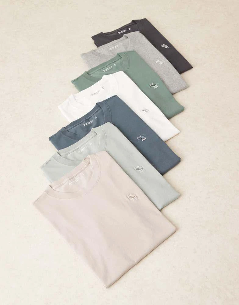 Abercrombie & Fitch Abercrombie & Fitch 7 pack icon logo t-shirt in neutrals 1