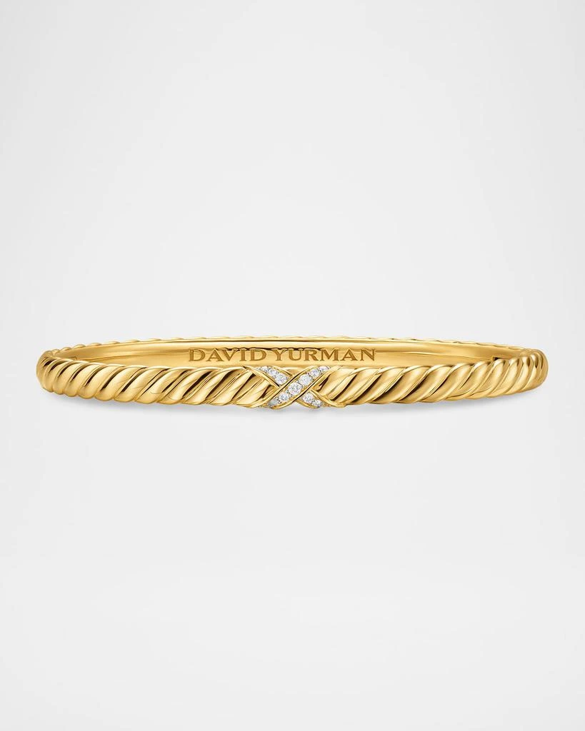 David Yurman Sculpted Cable X Bracelet with Diamonds in 18K Gold, 4.6mm