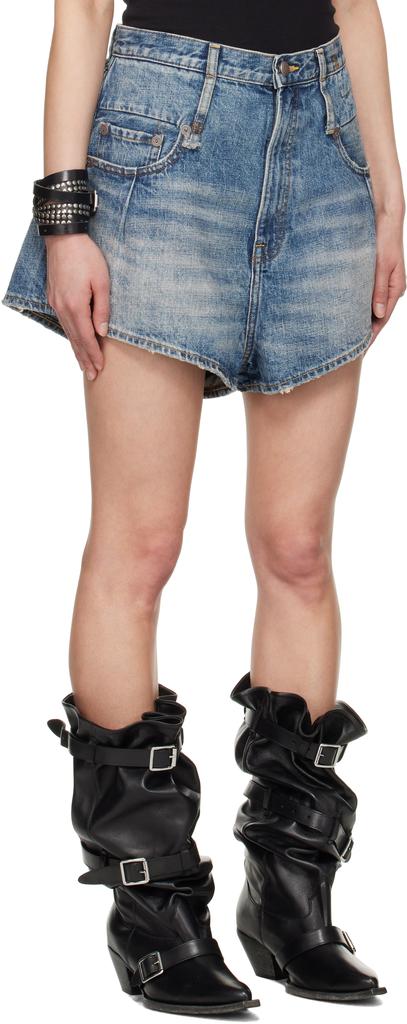 R13 Blue Straight Double Loop Venti Denim Shorts