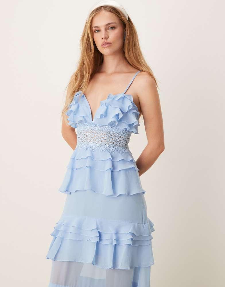 True Decadence True Decadence V neck midi dress in sky blue