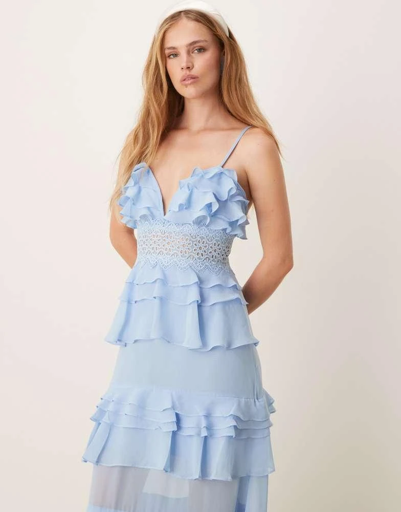 True Decadence True Decadence V neck midi dress in sky blue 2