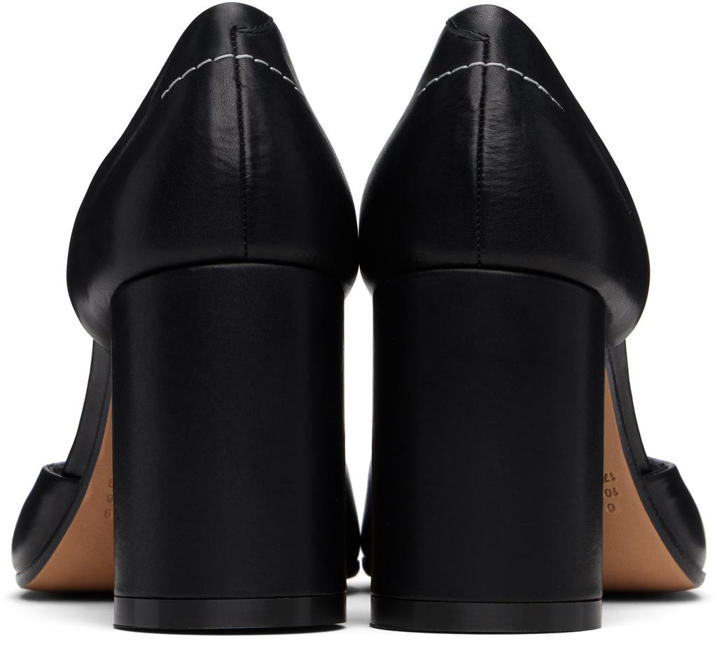 MM6 Black Shiny Vegetable Tanned Leather Court Heels