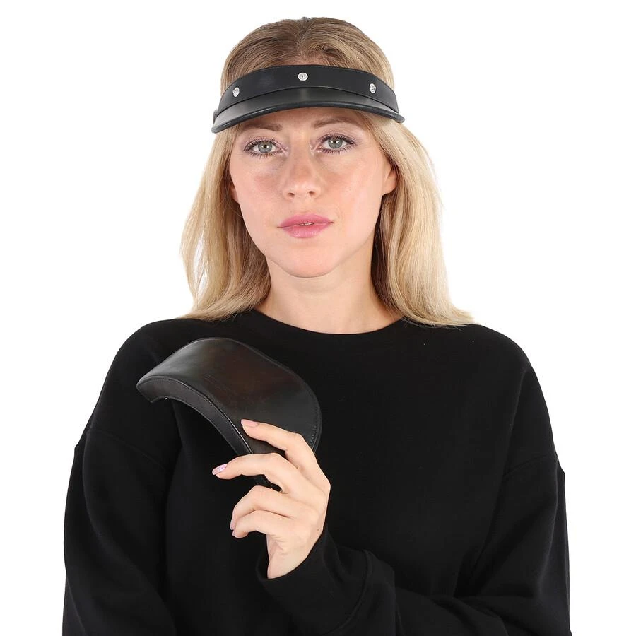 Burberry Black Leather Zip-Pocket Visor 3