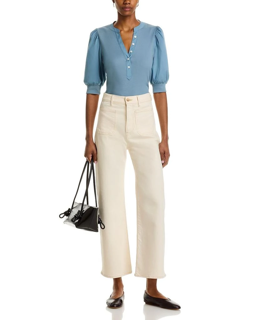 VERONICA BEARD Coralee Mixed Media Puff Sleeve Top 2
