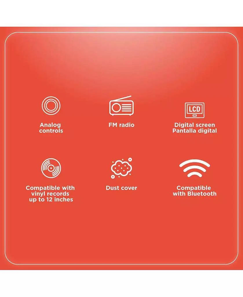 RadioShack Turntable With Professional Style 4001798: 3-Speed Vinyl Record Player FM, CD Player, USB, Bluetooth, Two Detachable Speakers Included 7