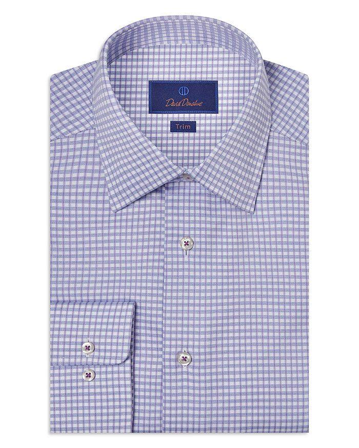 David Donahue Trim Fit Textured Dobby Check Dress Shirt
