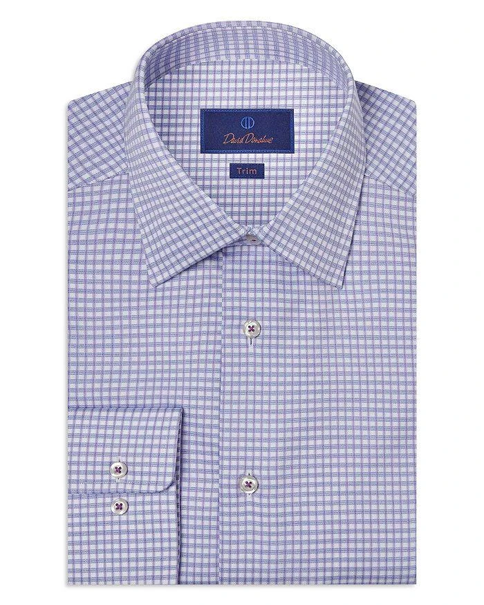 David Donahue Trim Fit Textured Dobby Check Dress Shirt 1