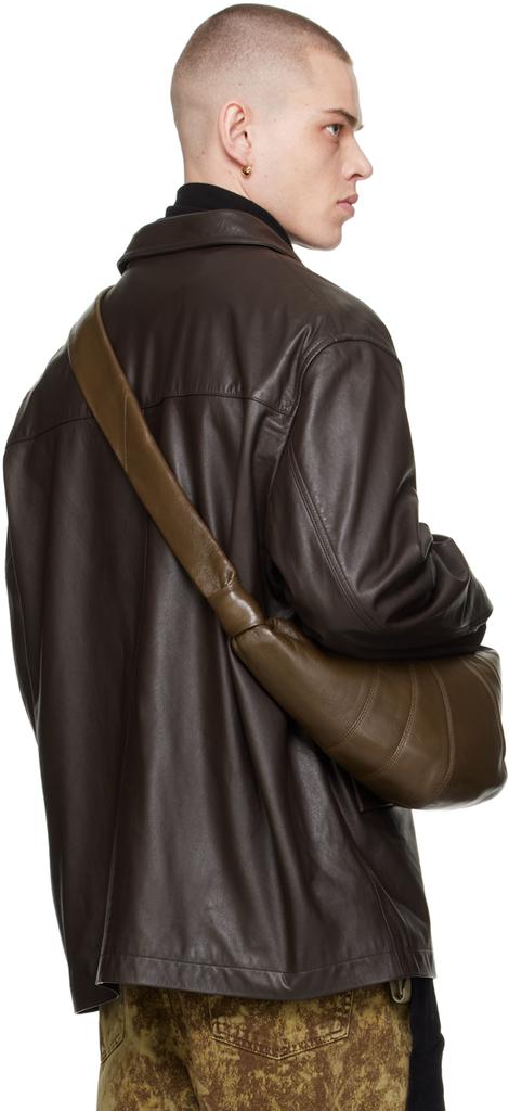 Lemaire Brown Spread Collar Leather Jacket - Jackets Lemaire Brown Spread Collar Leather Jacket - Jackets