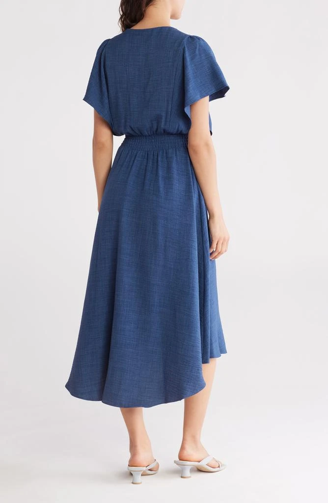 DKNY Flutter Sleeve Smocked Waist Fit & Flare Dress 2