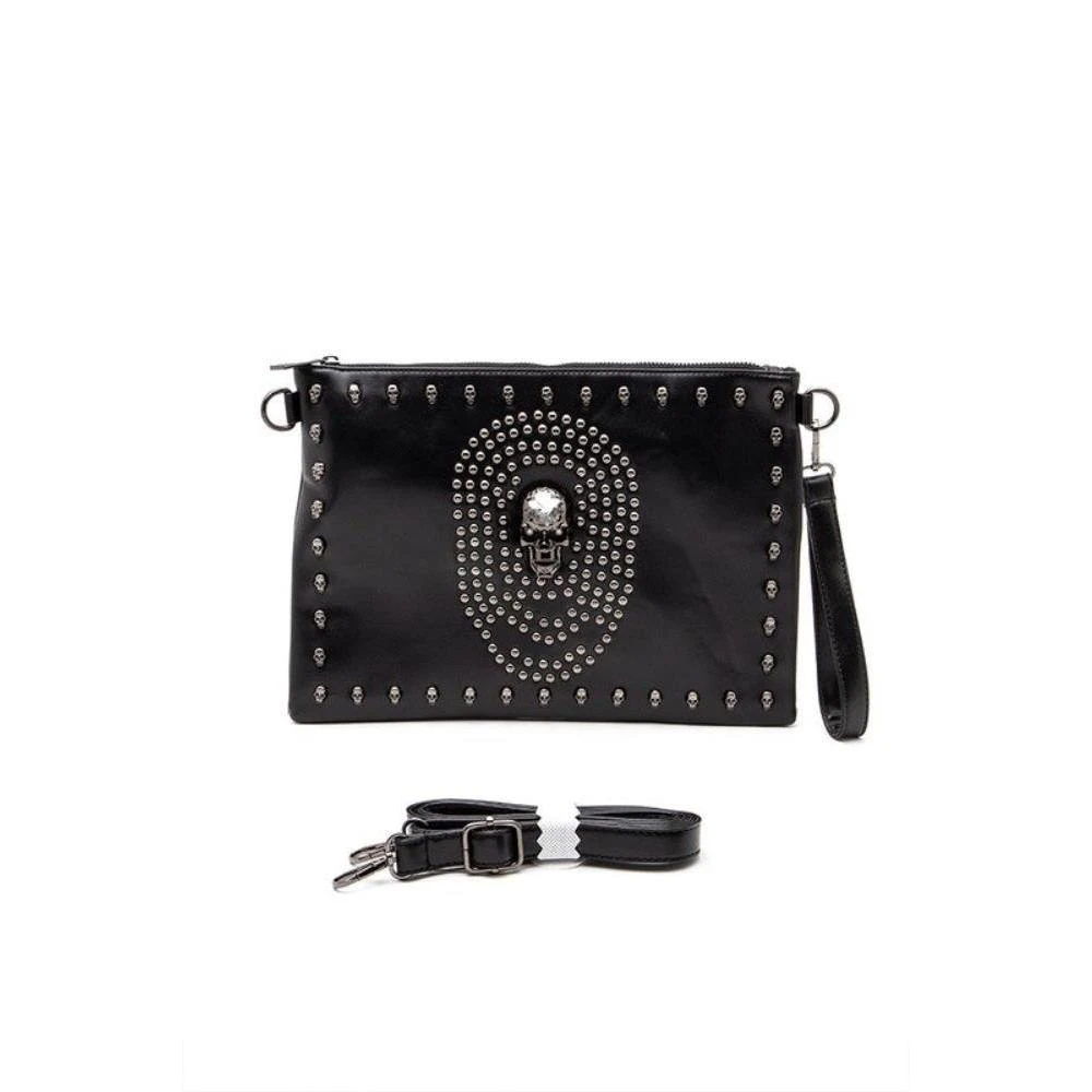 FASHNZFAB Skull Mix Studs Biker Crossbody Clutch Swing Bag 6