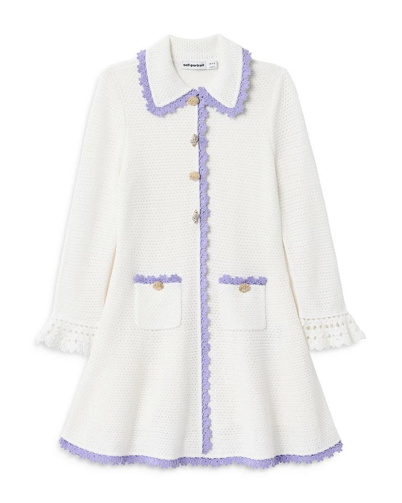 Self Portrait Girls
 Contrast Trim Pointelle Knit Dress - Little Kid, Big Kid 1