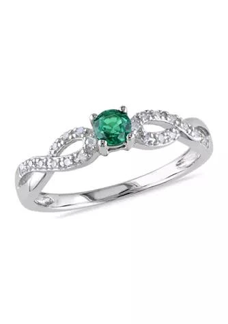 Belk
Co. 1/10 ct. t.w. Created Emerald and 1/10 ct. t.w. Diamond Infinity Engagement Ring in Sterling Silver