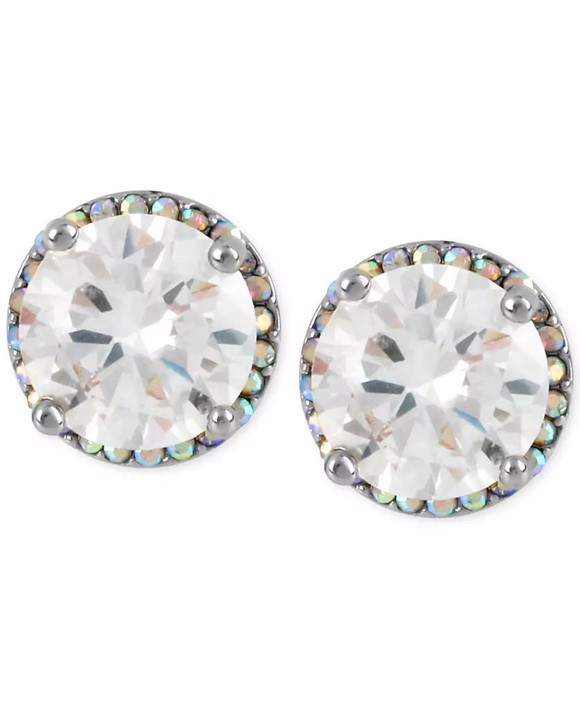 Betsey Johnson Silver-Tone Crystal Round Stud Earrings