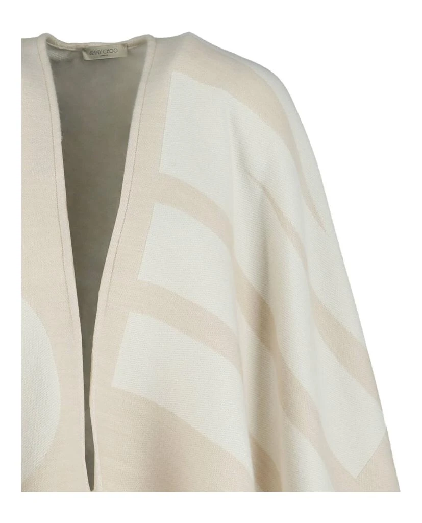 Jimmy Choo Logo Printed Wool Poncho 3