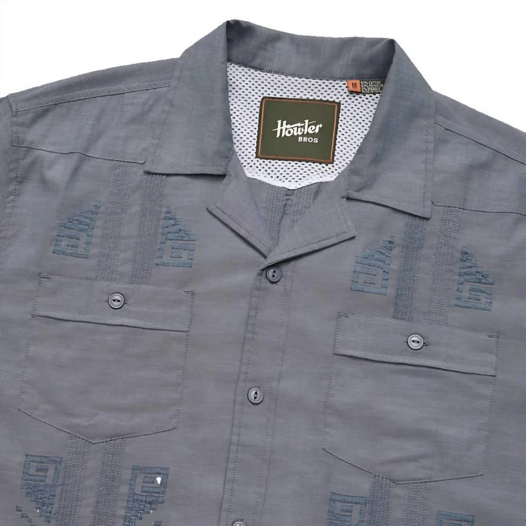 Howler Brothers Guayabera Shirt In Indigo Blue Oxford 4