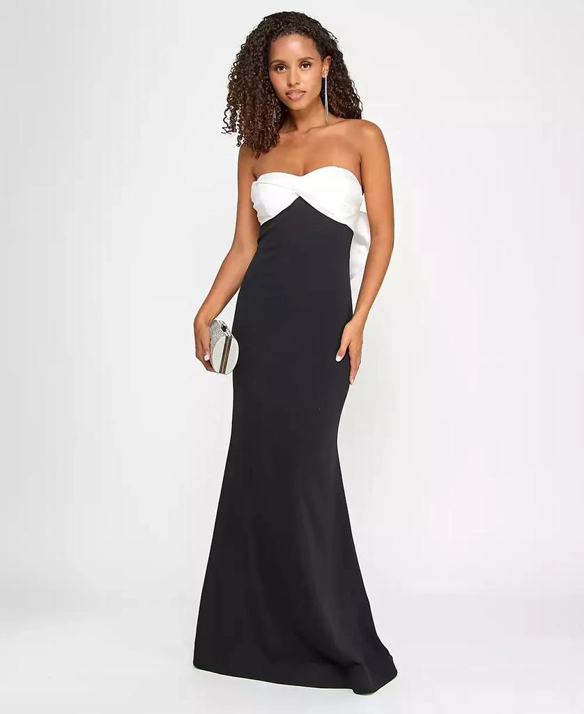 City Studios Juniors' Scuba Twisted Back-Bow Gown, Created for Macy's 1