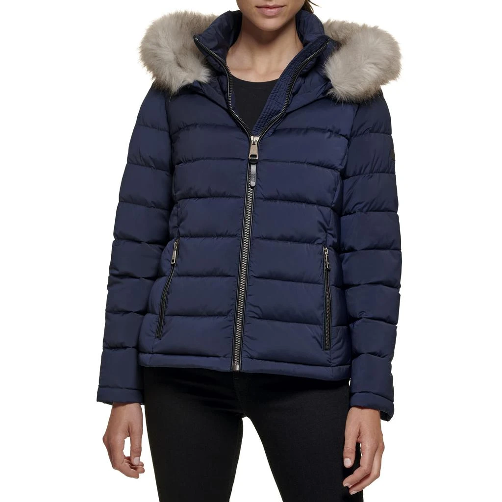 DKNY Faux Fur Trim Hooded Puffer 1