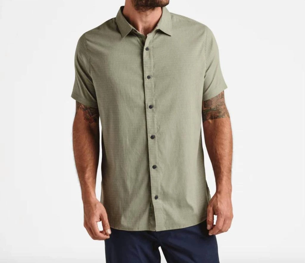 ROARK Bless Up Mechanical Stretch Shirt In Sage 1