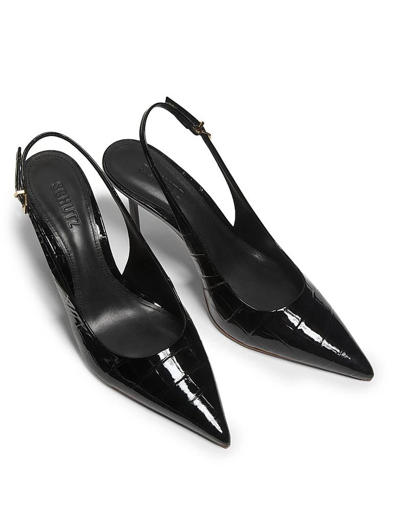 Schutz Paola 100MM Croc-Embossed Pumps 4