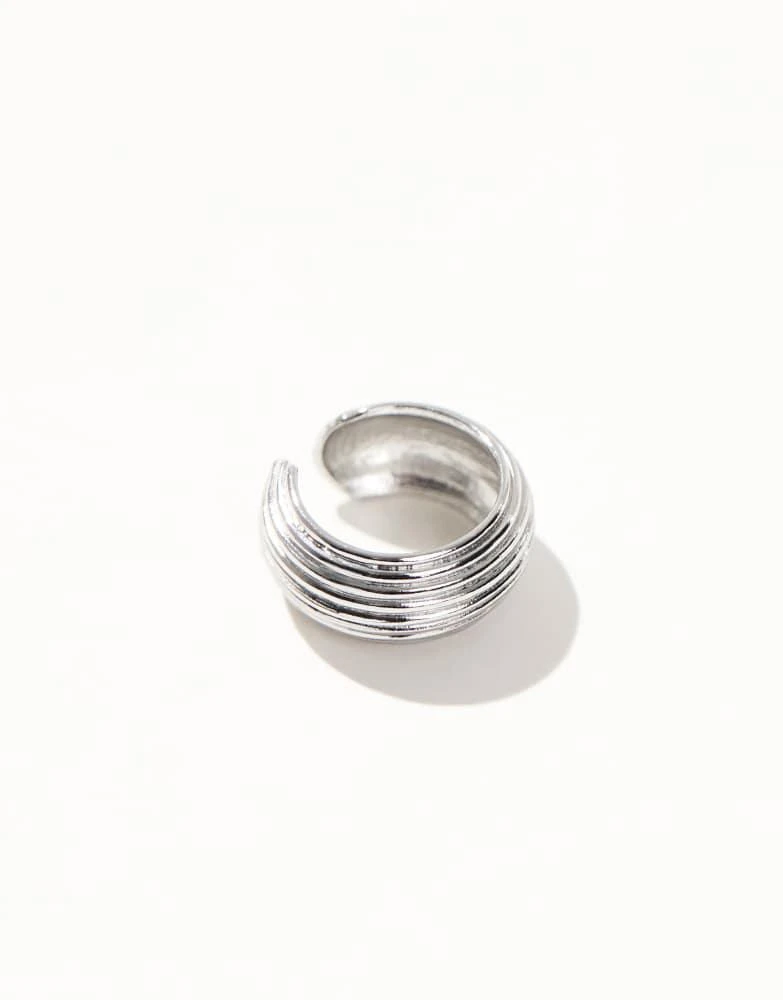 ASOS ASOS DESIGN festival ribbed ear cuff in silver tone 2