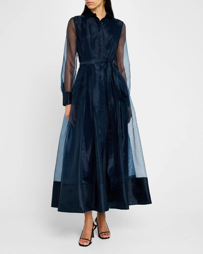 SIMKHAI Montgomery Pleated Organza Maxi Shirtdress 3