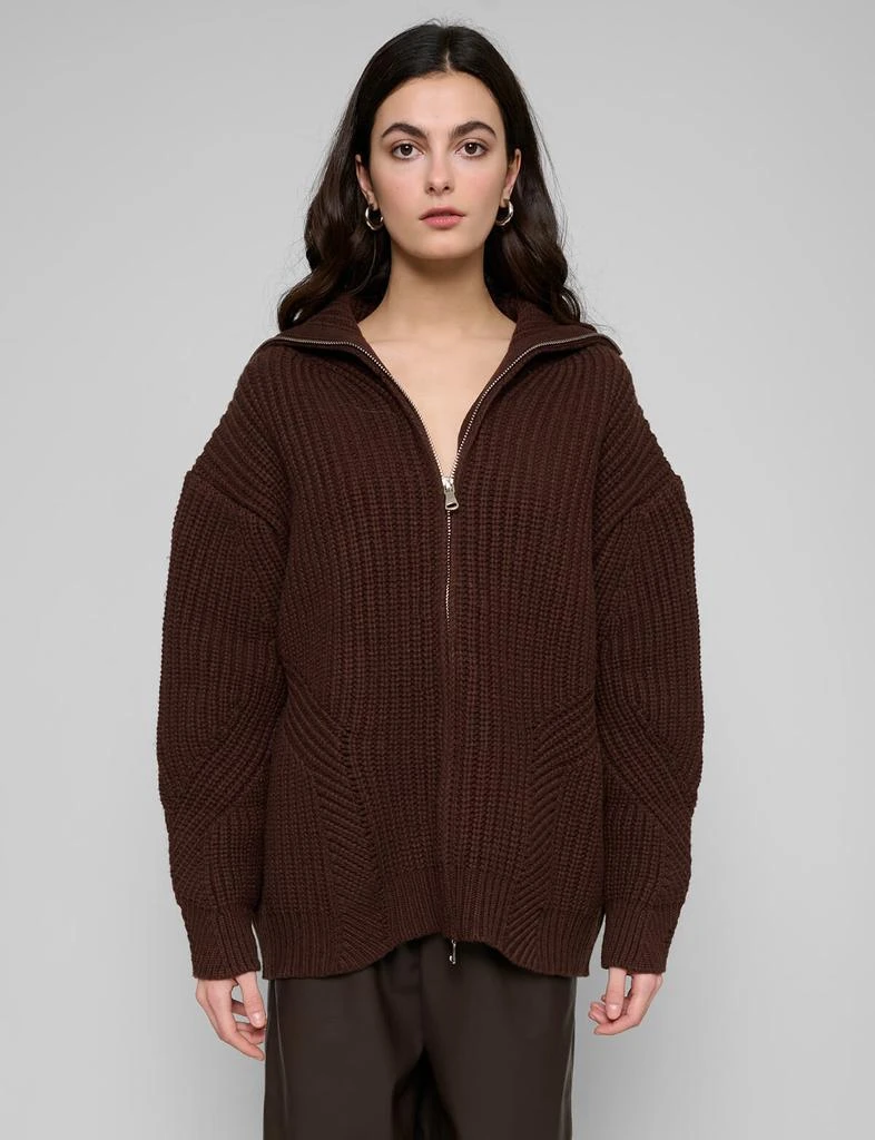 Pixie Market Brown Zip Funnel Neck Sweater 2