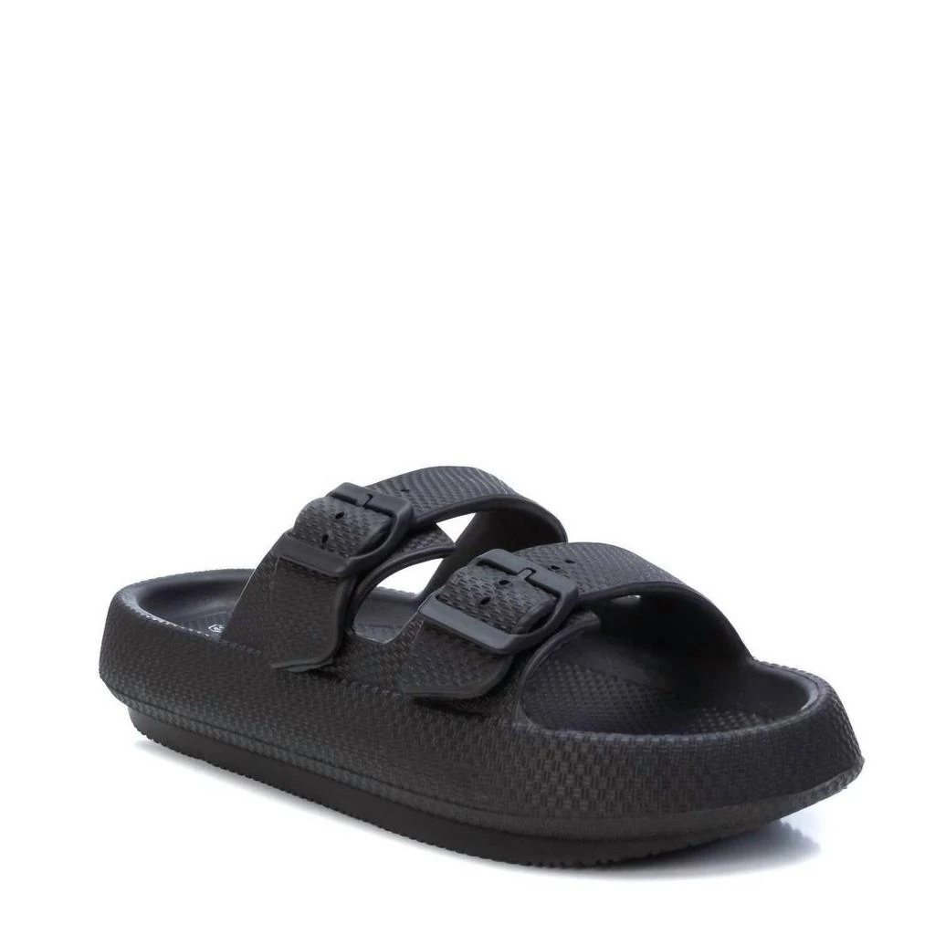 Xti Men's Double Buckle Slides In Black 2