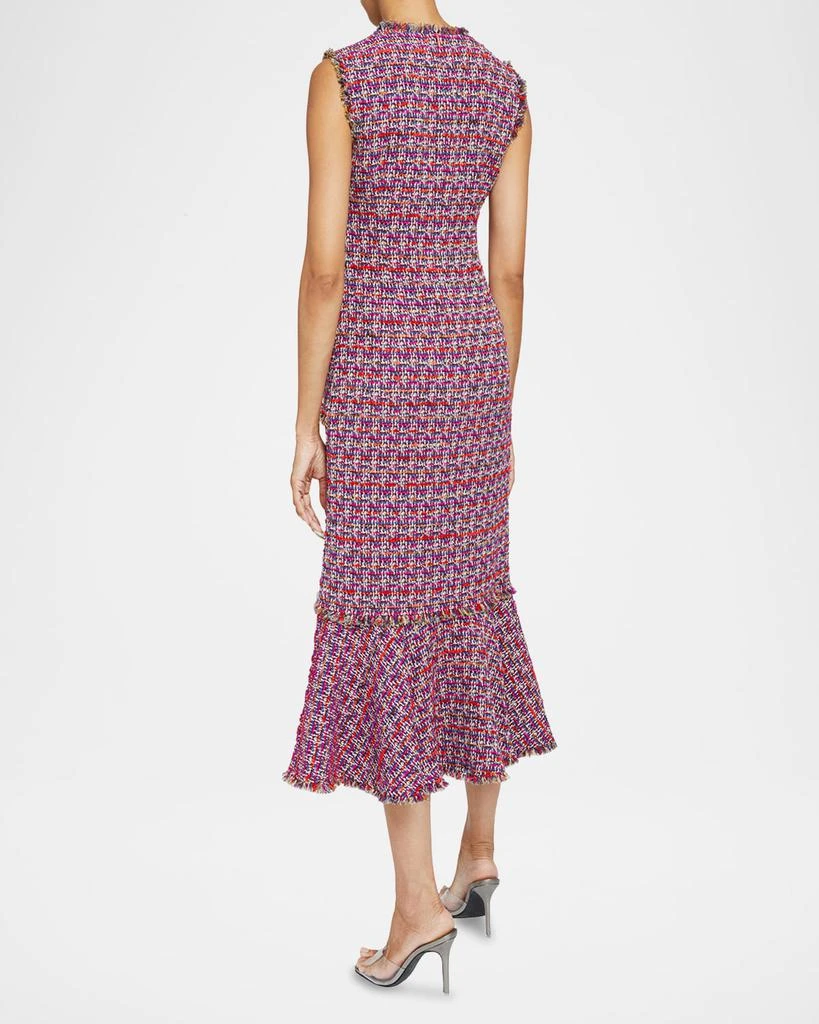 Santorelli Andi Tiered Fringe-Trim Tweed Midi Dress 3