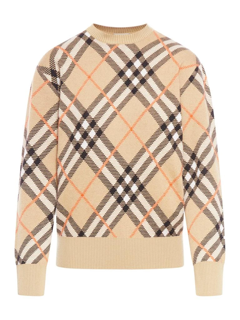 Burberry Burberry Checked Crewneck Jumper from Cettire