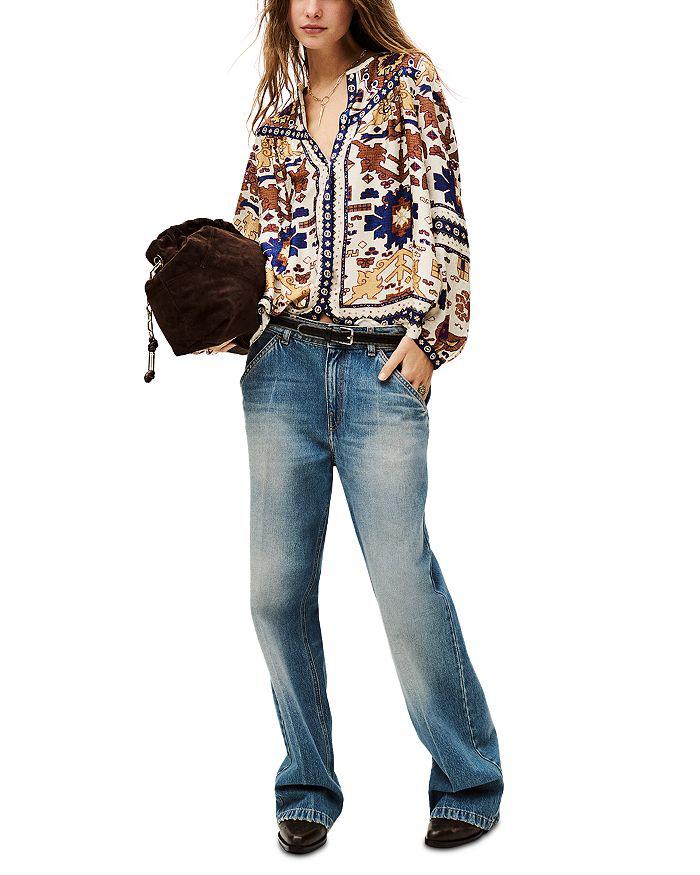 ba&sh Varone Printed Deep V Blouse