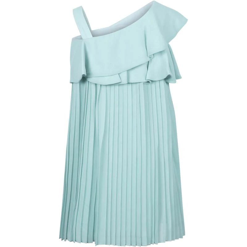 Abel & Lula Pleated chiffon dress in turquoise 2