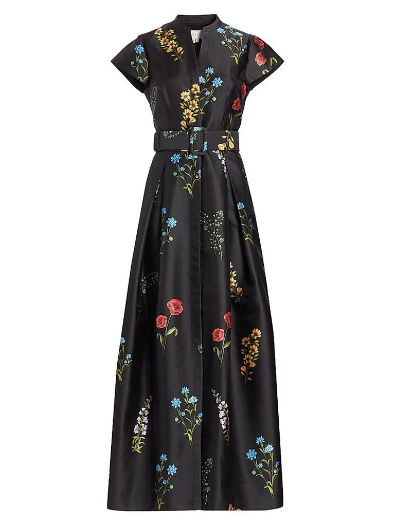 Marta Floral Mikado Fit & Flare Gown  On Sale Now with Up to 25% Off |  Discover Exclusive Deals & Savings at BeyondStyle  Authentic Sachin & Babi  v-neck|women's apparel|Women's|women's|fit &