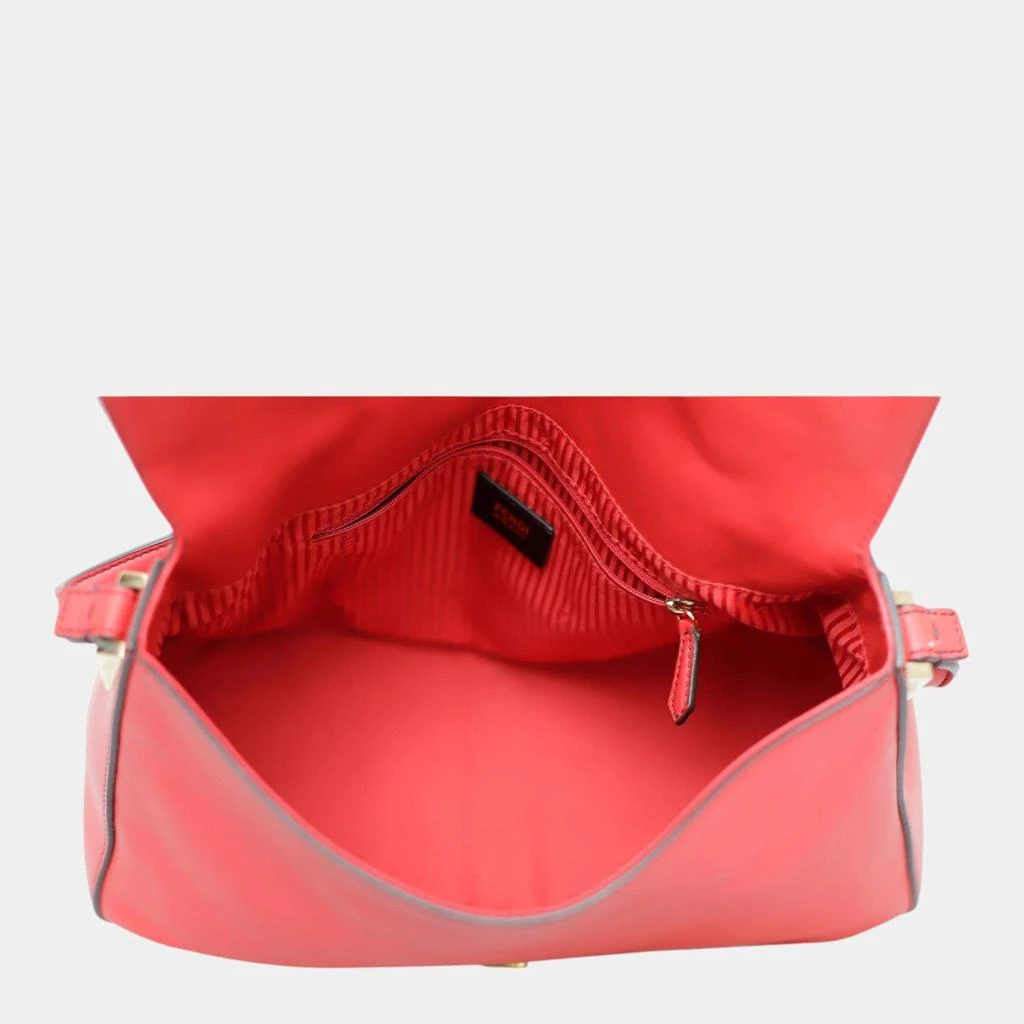 Fendi Fendi Red Leather Mamma Baguette Flap Shoulder Bag 6
