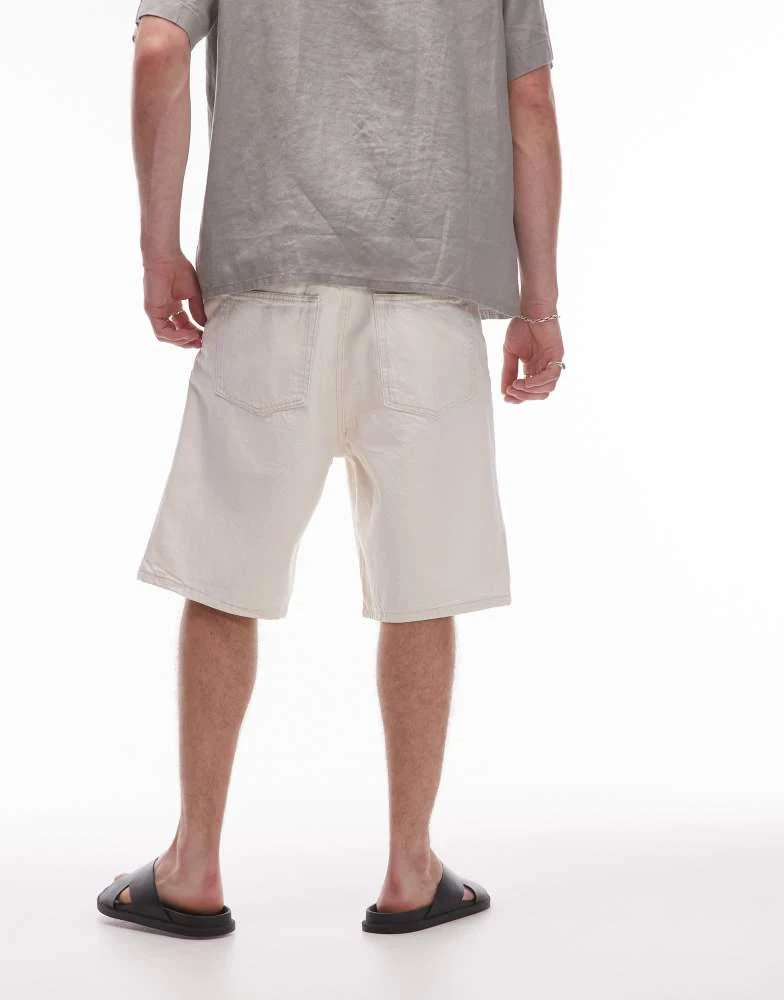 Mango Mango longline denim short in ecru 4