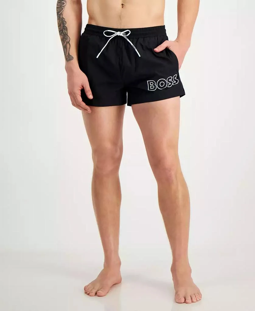 Hugo Boss Men's Mooneye Outlined Logo Drawstring 3" Swim Trunks 1