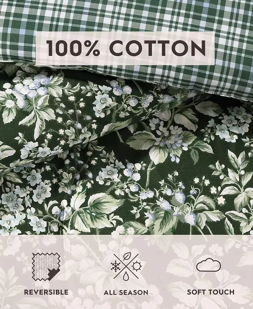 Laura Ashley Bramble Floral Cotton Reversible 7 Piece Comforter Set 7
